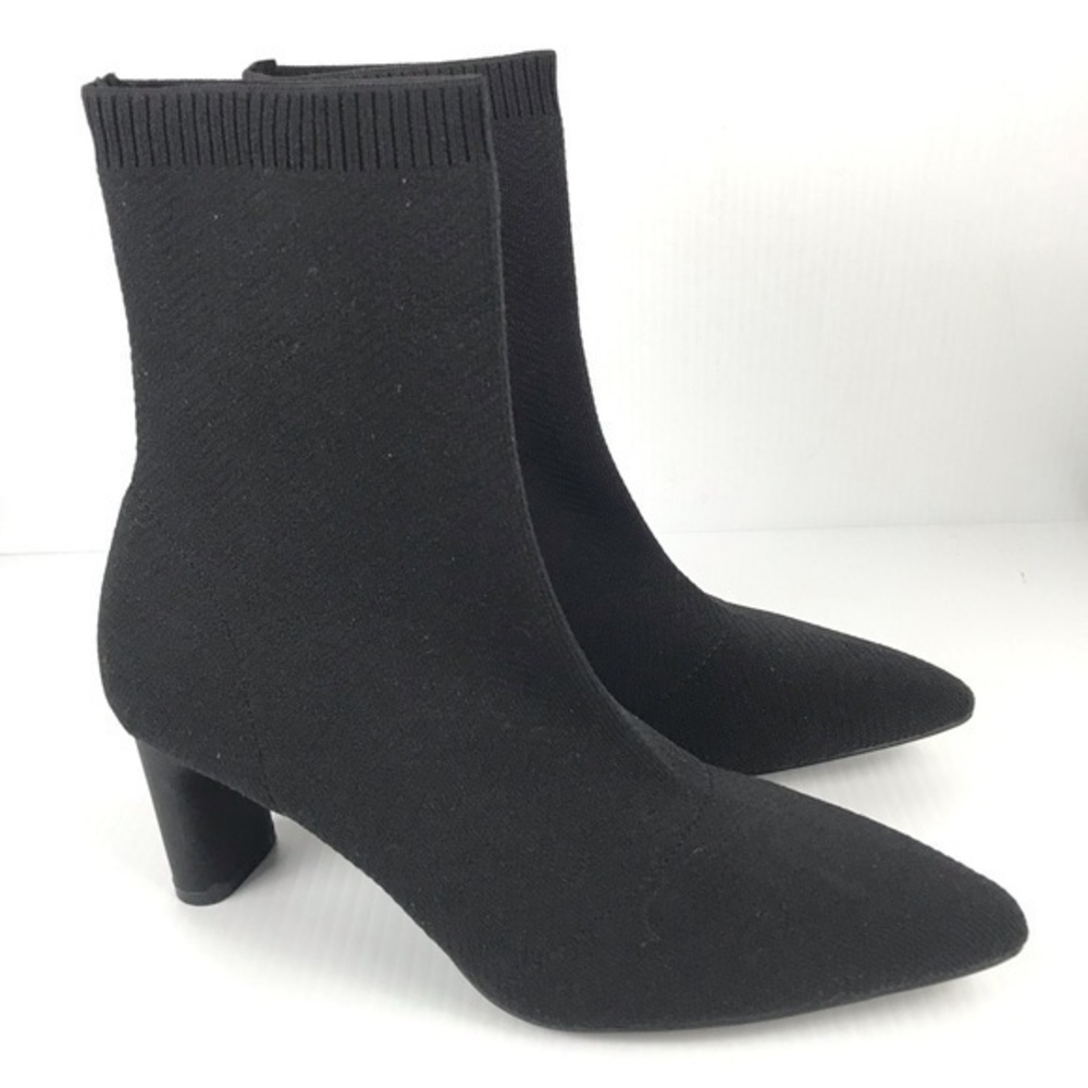 Cucoo Black Point Toe Knit Stretch Boots US Size 41